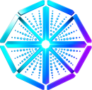 futuristic neon octagonal tech emblem